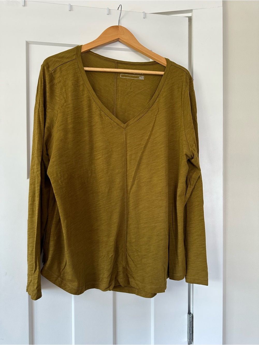 Eddie Bauer Olive Green V-Neck Long Sleeve Top